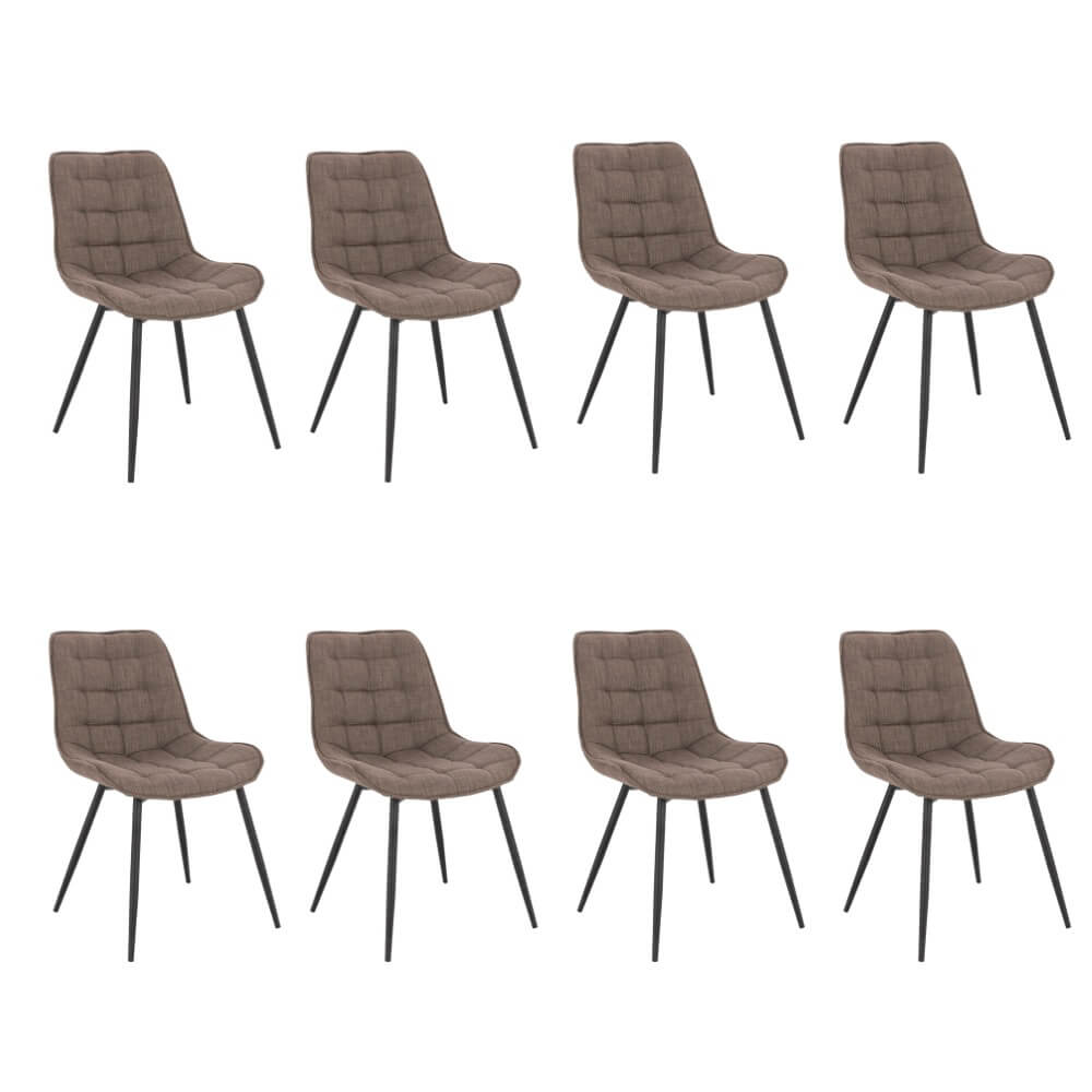 Set di 8 sedie imbottite per sala da pranzo IKALO – tessuto intrecciato grigio / marrone 2