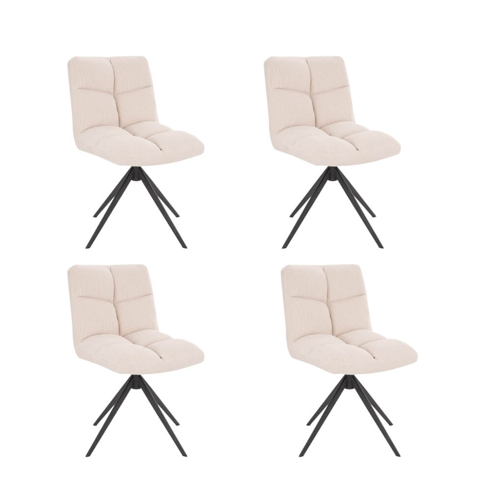 Draaibare eetkamerstoelen set van 4 NODA – Koord crème 2