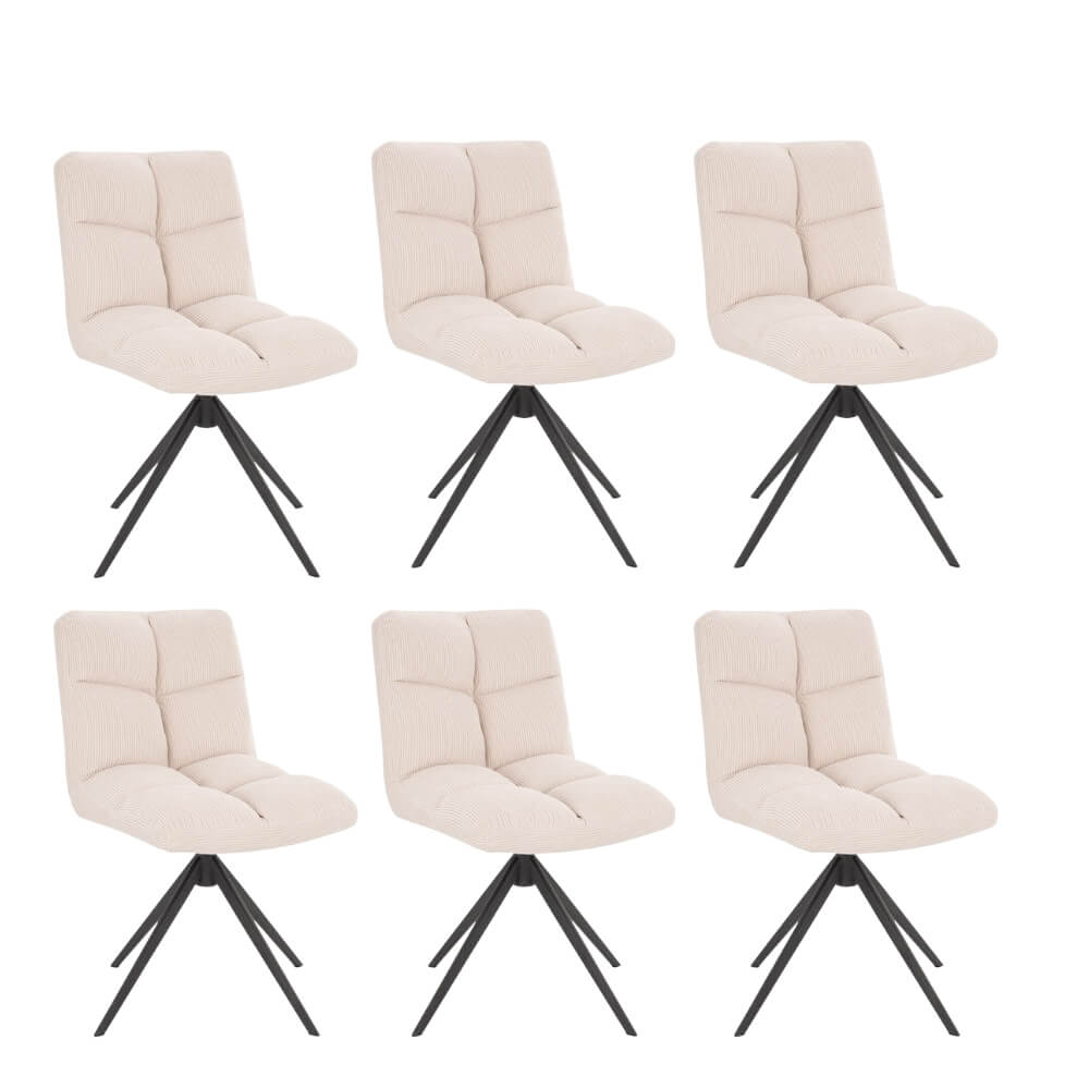 Set di 6 sedie girevoli per sala da pranzo NODA – Cord crema 2