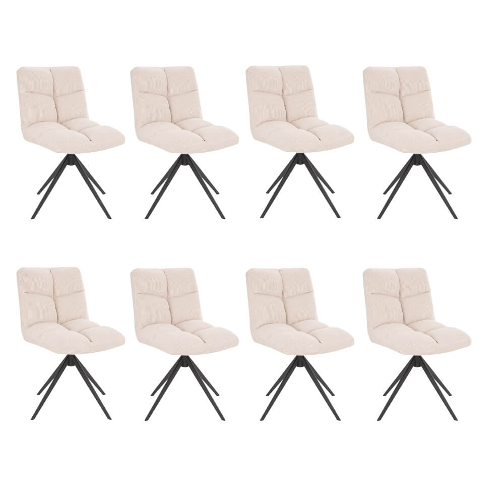 Set di 8 sedie girevoli per sala da pranzo NODA – Cord crema 2