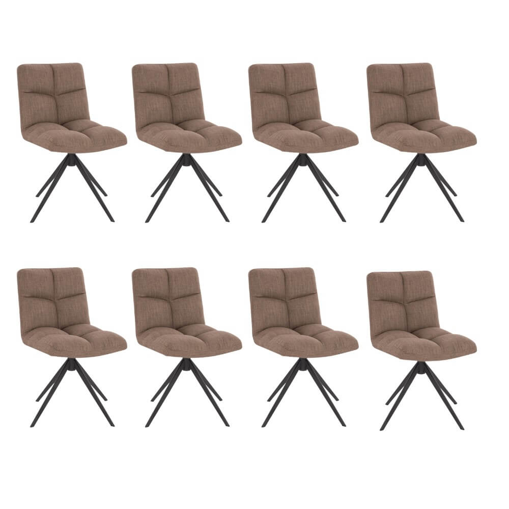 Set di 8 sedie girevoli per sala da pranzo NODA - tessuto intrecciato grigio / marrone 2