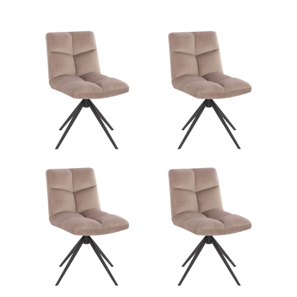 Set di 4 sedie da pranzo girevoli NODA - velluto marrone chiaro 2