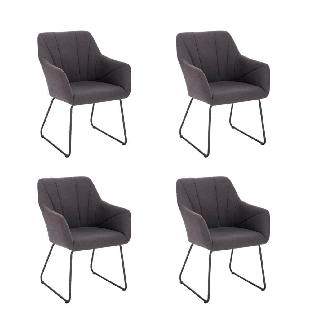 Set di 4 sedie per sala da pranzo PAKU – tessuto intrecciato antracite 2