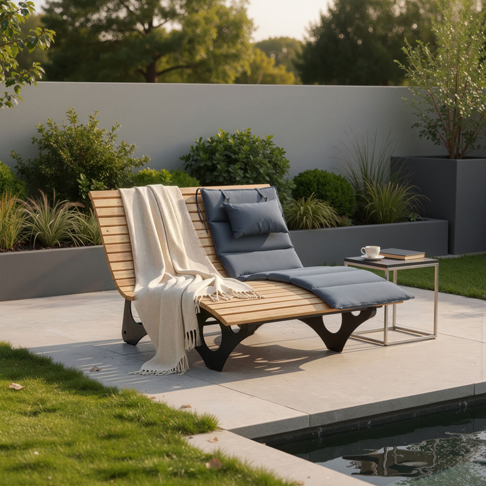 Wellenholzliege / Waldsofa TAIGA inkl. Auflage