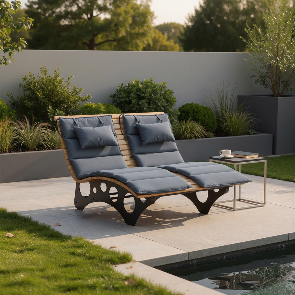 Wellenholzliege / Waldsofa TAIGA inkl. Auflage