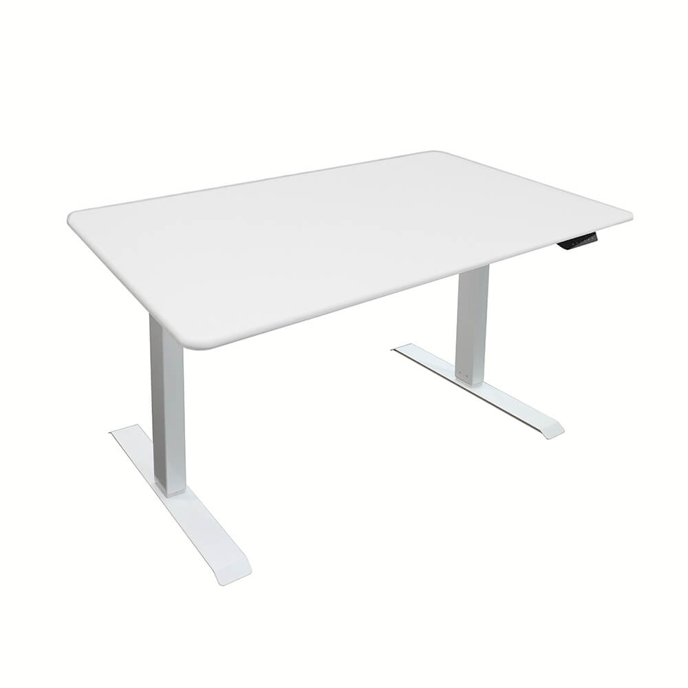 Højdejusterbart elektrisk skrivebord LUMINA - 120 x 60 cm hvidt med hvidt stel 2