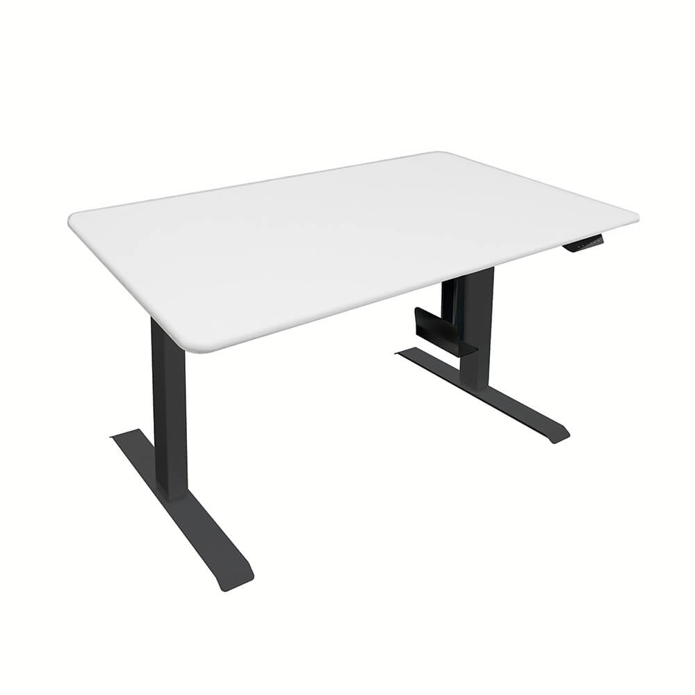 Escritorio eléctrico de altura regulable LUMINA con soporte para PC - 160 x 80 cm blanco con estructura negra 2