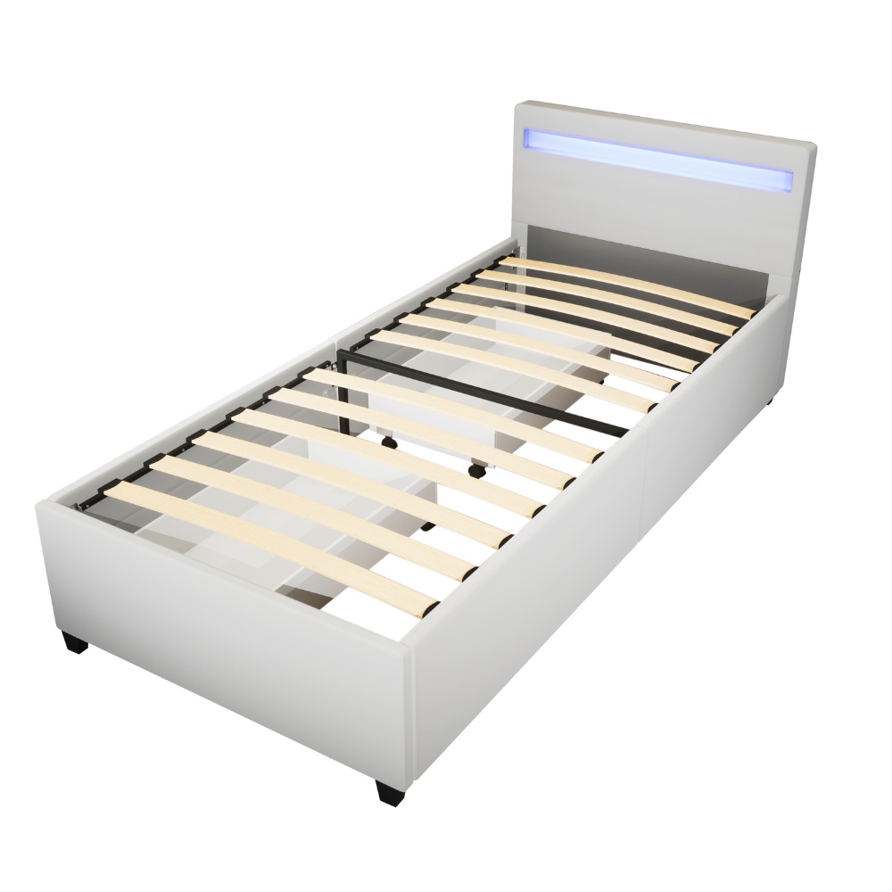 Cama LED NUBE com gavetas - 90 x 200 cm Branco 2