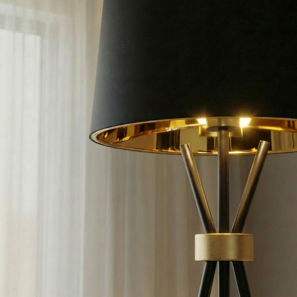 Home Deluxe Lámpara de pie LUNA - negro/oro 2