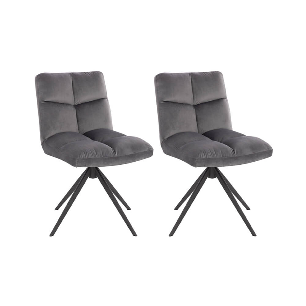Set di 2 sedie da pranzo girevoli NODA – velluto grigio chiaro 2