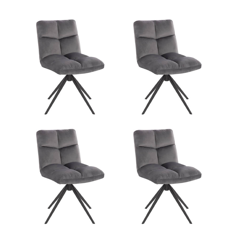 Set di 4 sedie girevoli per sala da pranzo NODA - velluto grigio chiaro 2
