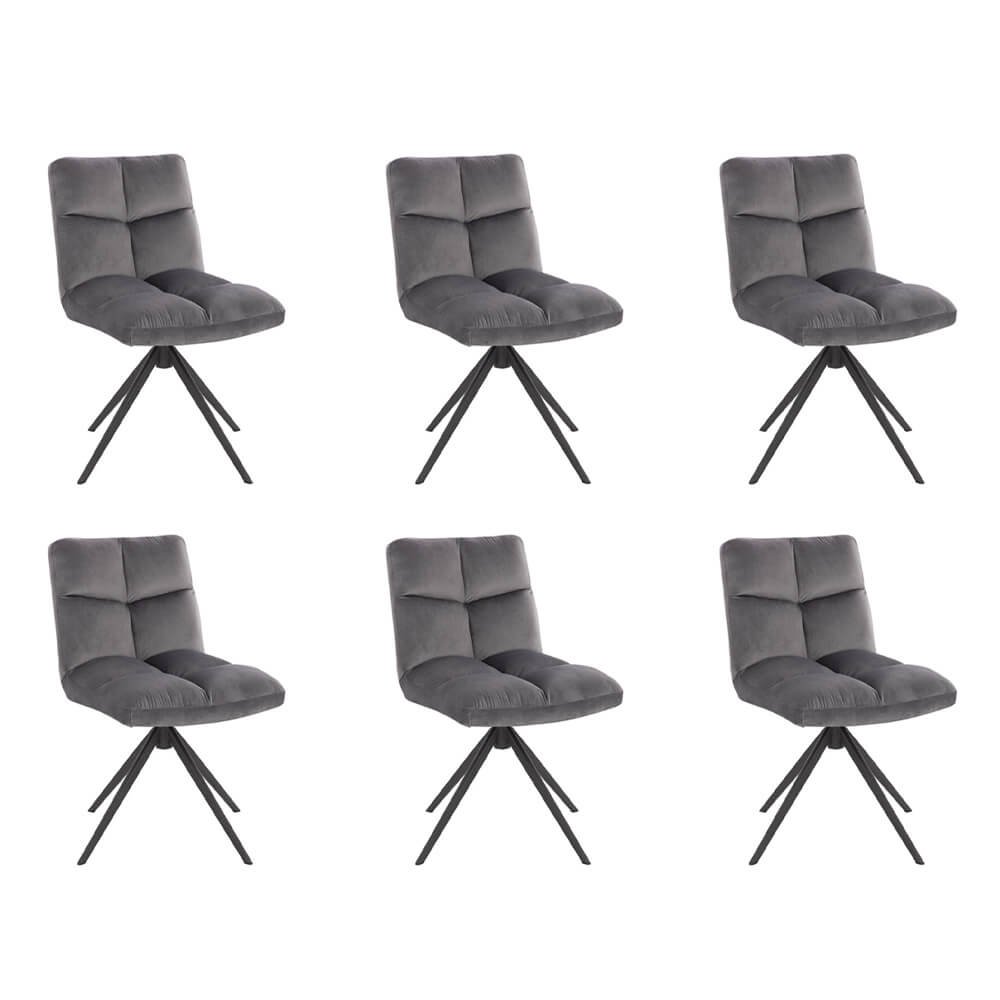 Set di 6 sedie girevoli per sala da pranzo NODA - velluto grigio chiaro 2