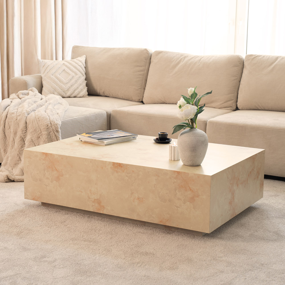 Home Deluxe Mesa de centro de mármol AMIRI XXL - 120 x 80 cm arenisca