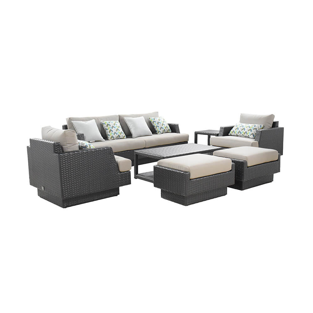 Rotin Lounge MALIBU incl. housse - Anthracite 2