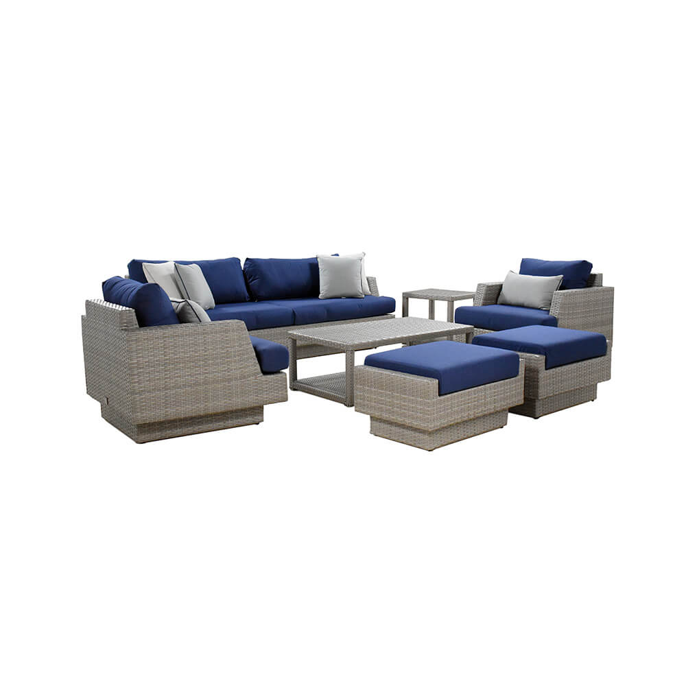 Rotin Lounge MALIBU incl. housse - gris clair 2