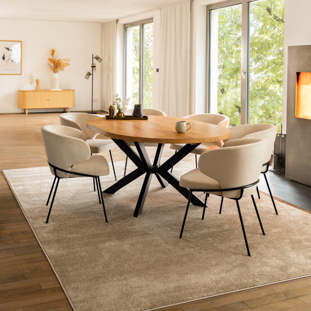 Essgruppe Rund Ausziehbar AVENTURA inkl. Sternfuß - 120 x 120 cm Light Oak