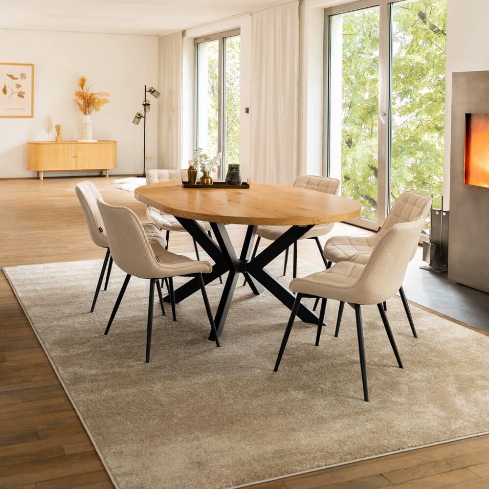 Essgruppe Rund Ausziehbar AVENTURA inkl. Sternfuß - 120 x 120 cm Light Oak
