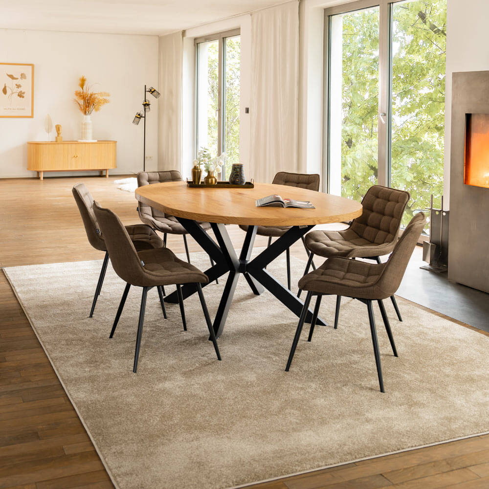 Essgruppe Rund Ausziehbar AVENTURA inkl. Sternfuß - 120 x 120 cm Light Oak