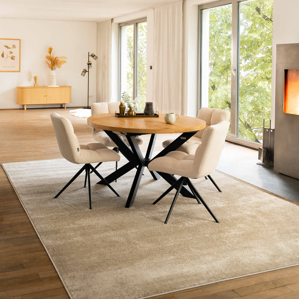 Essgruppe Rund Ausziehbar AVENTURA inkl. Sternfuß - 120 x 120 cm Light Oak