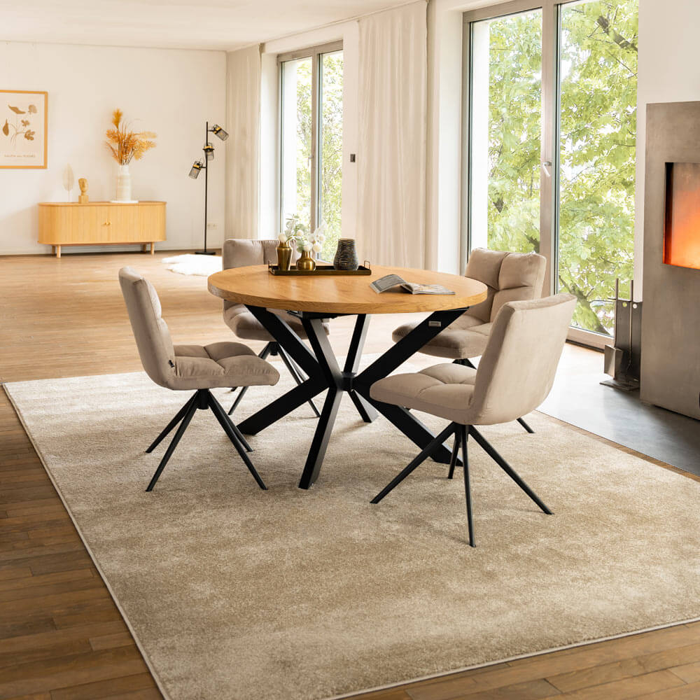 Essgruppe Rund Ausziehbar AVENTURA inkl. Sternfuß - 120 x 120 cm Light Oak