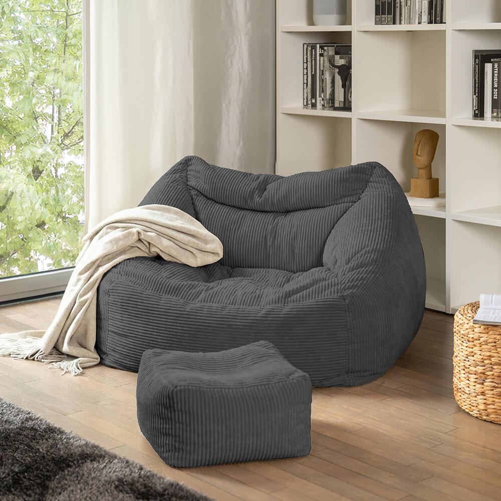 Sitzsack mit Hocker COZY – Anthrazit