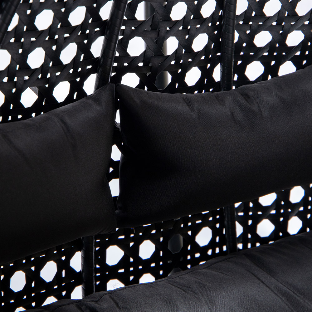 Home Deluxe Silla colgante de poliratán TWIN - Solo cojines negros 4