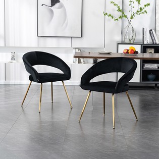 Chaise de salle à manger LYRIC velours noir - sélection de quantité 1