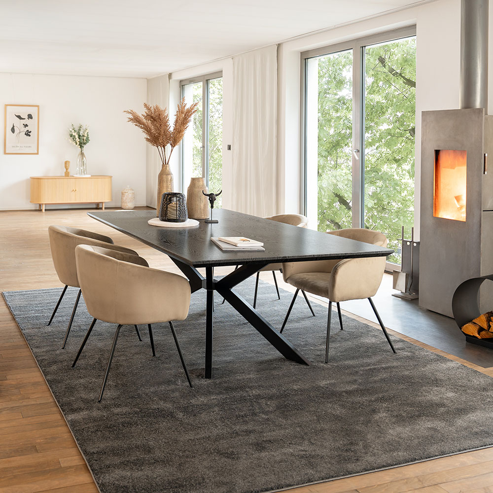 Square dining group AVENCIA including star base - 200 x 120 cm Dark Oak