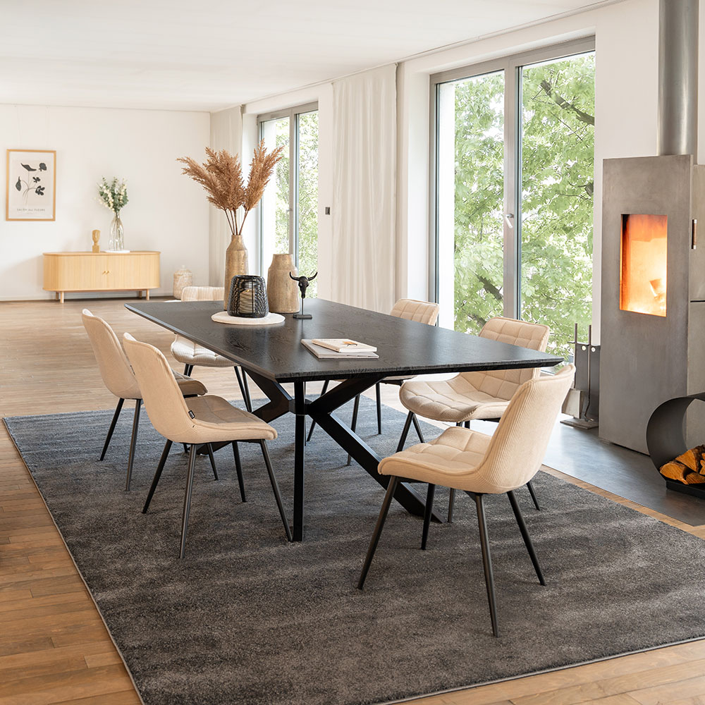 Corner dining set AVENCIA incl. star base - 200 x 120 cm Dark Oak