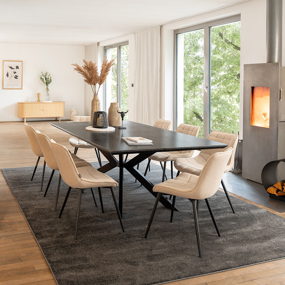 Square dining group AVENCIA including star base - 200 x 120 cm Dark Oak