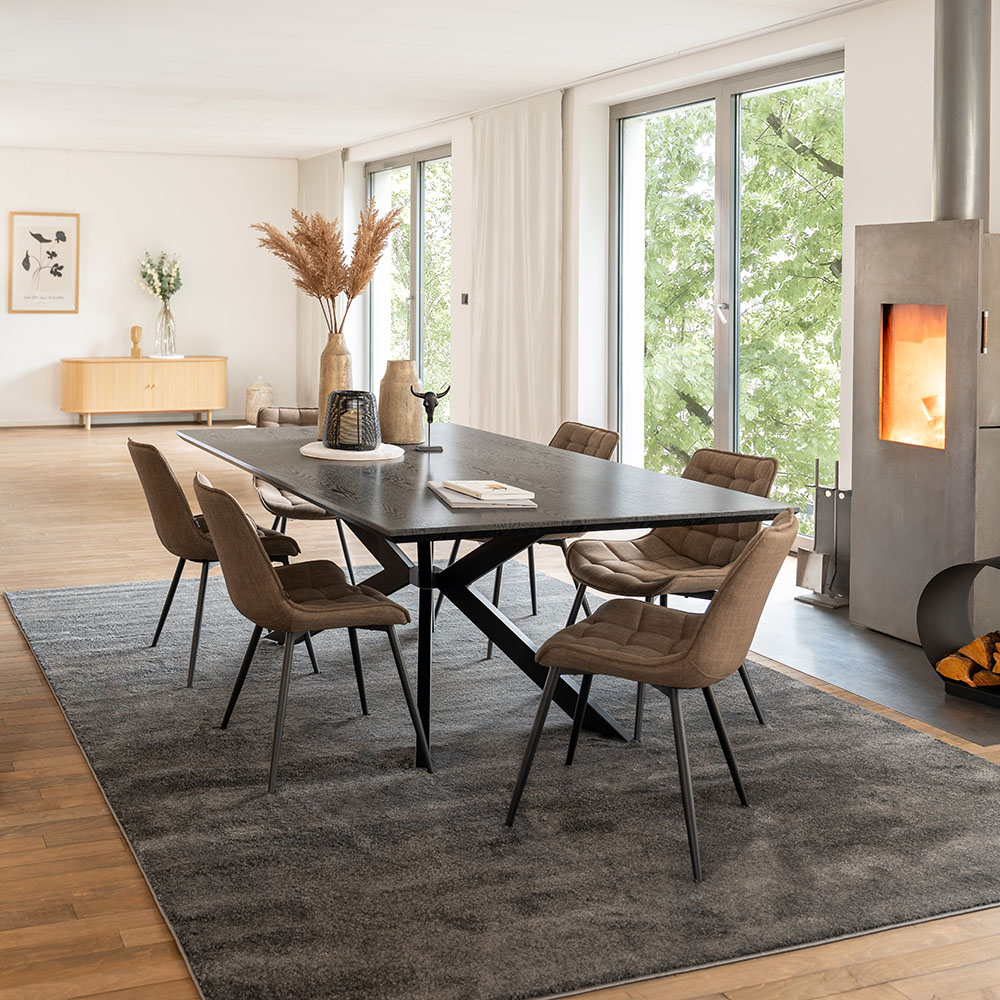 Square dining group AVENCIA including star base - 200 x 120 cm Dark Oak