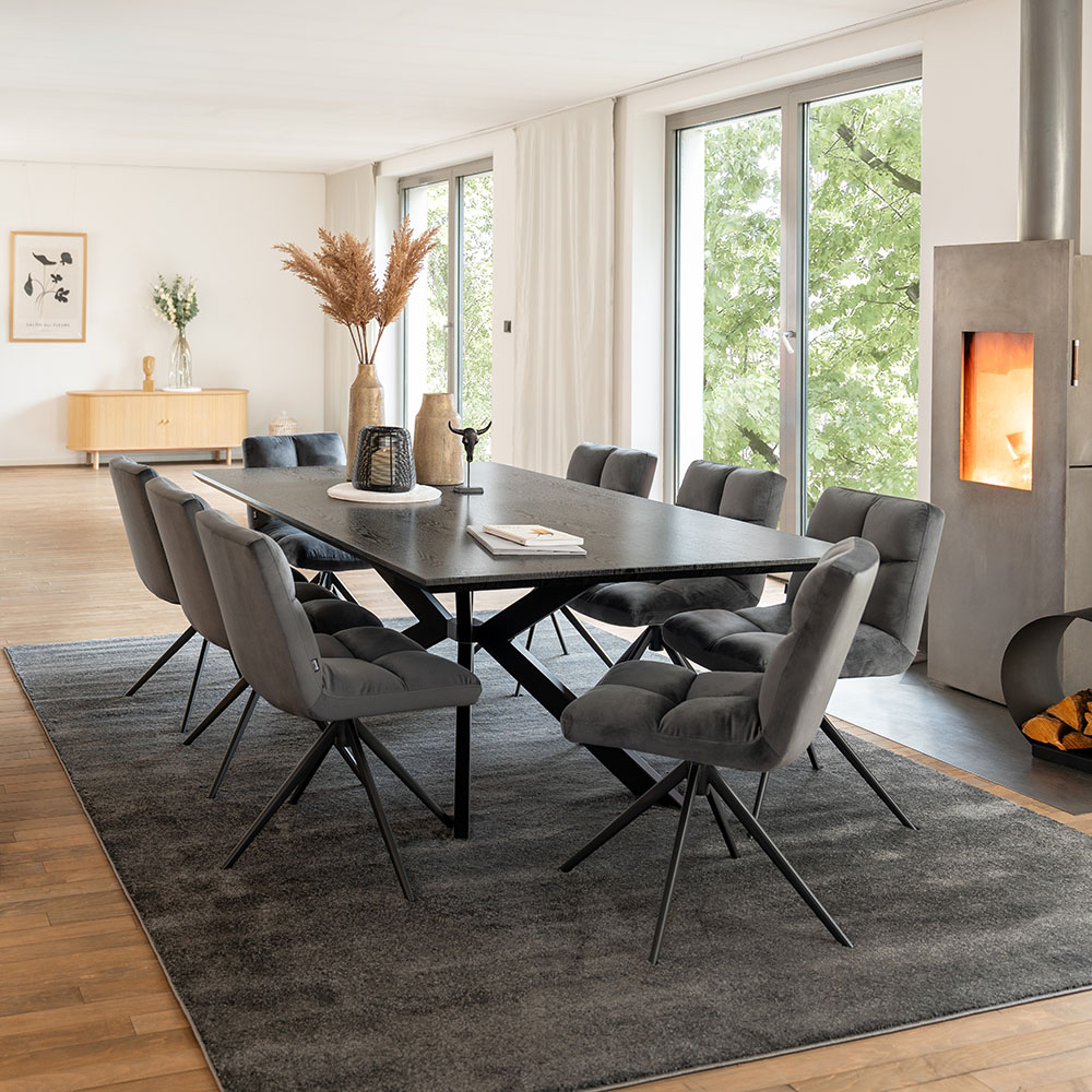 Corner dining set AVENCIA incl. star base - 200 x 120 cm Dark Oak