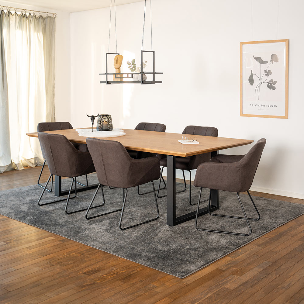 Square dining group AVENCIA incl. U-foot - 240 x 120 cm Light Oak