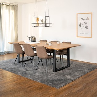 Groupe repas carré AVENCIA avec pied en U - 240 x 120 cm Chêne Clair 1