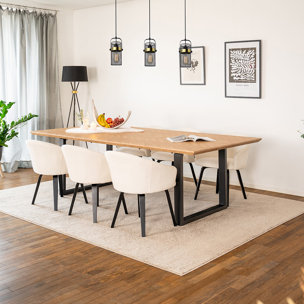 Essgruppe Eckig AVENCIA inkl. U-Fuß - 240 x 120 cm Fishbone Oak