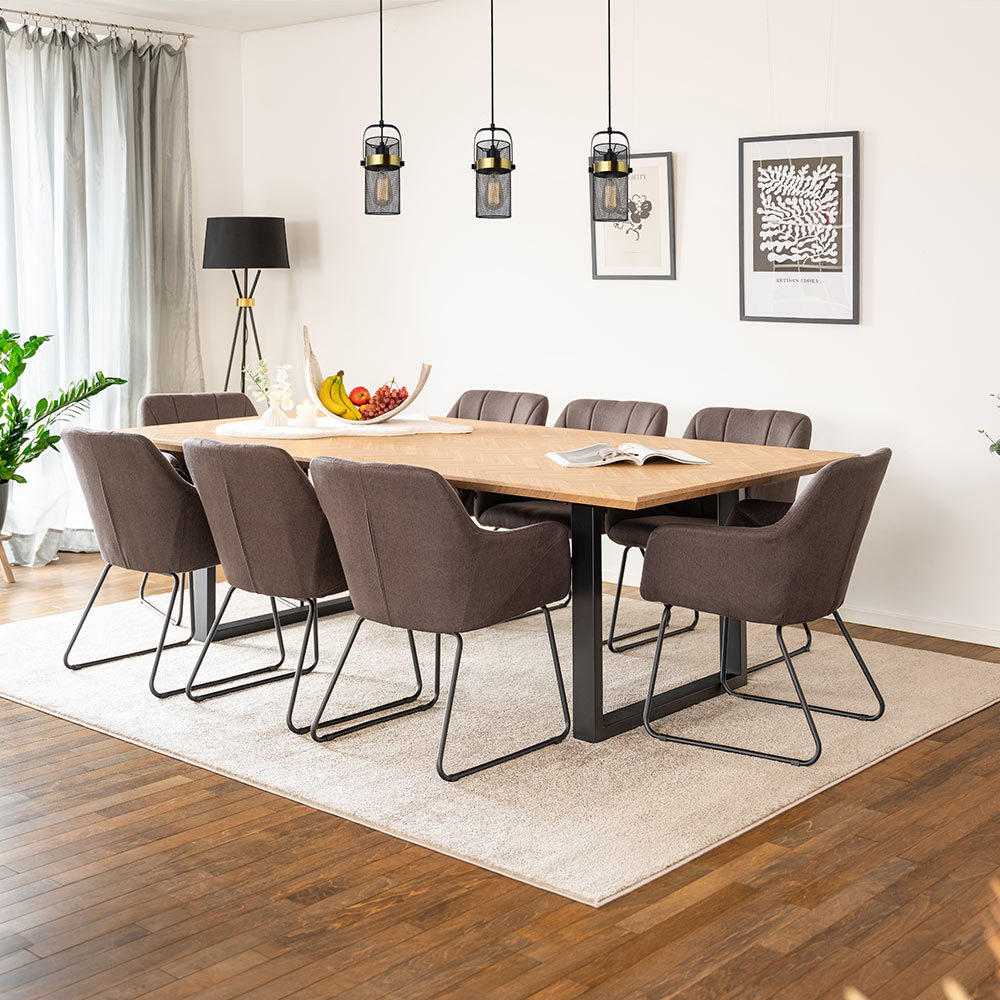 Corner dining set AVENCIA incl. U-leg - 240 x 120 cm Fishbone Oak