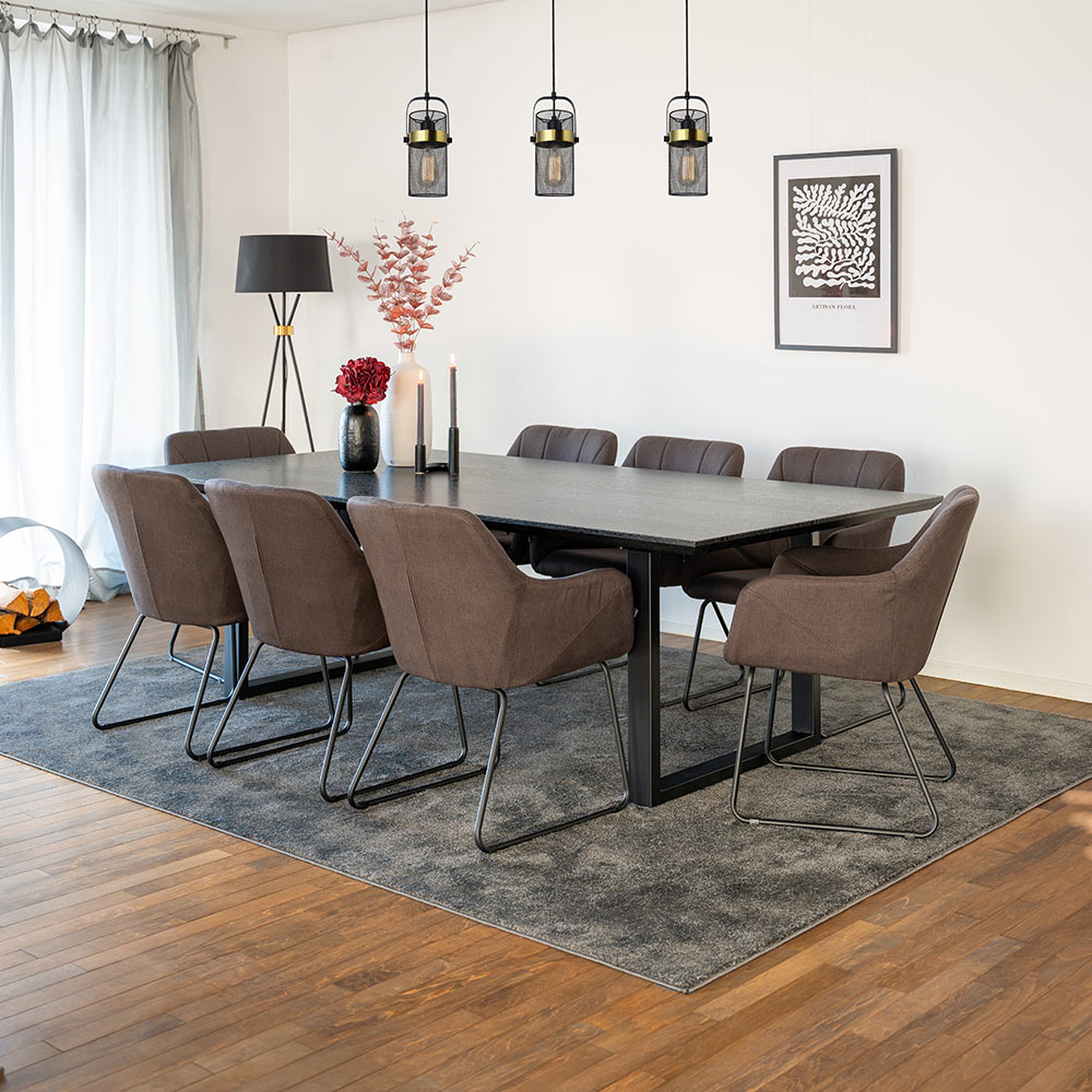 Essgruppe Eckig AVENCIA inkl. U-Fuß - 240 x 120 cm Dark Oak