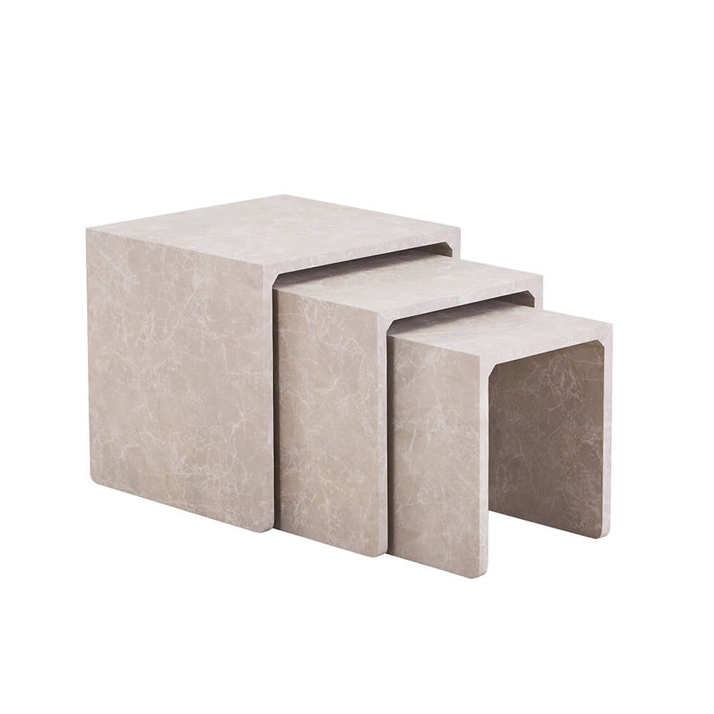 Bijzettafelset van 3 IRIMA – marmerbeige 2