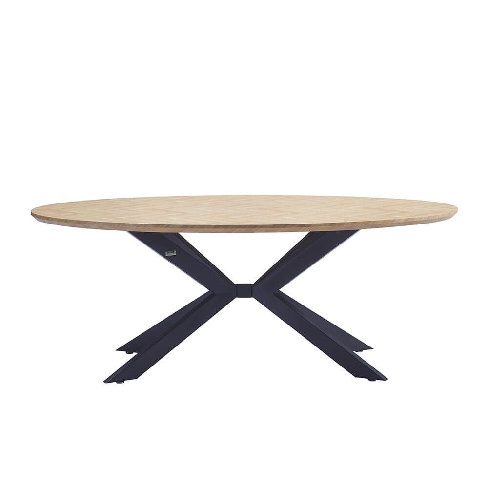 Home Deluxe Mesa de comedor AVENTIS ovalada incl. base de estrella - 200 x 120 cm Roble espina de pescado 2