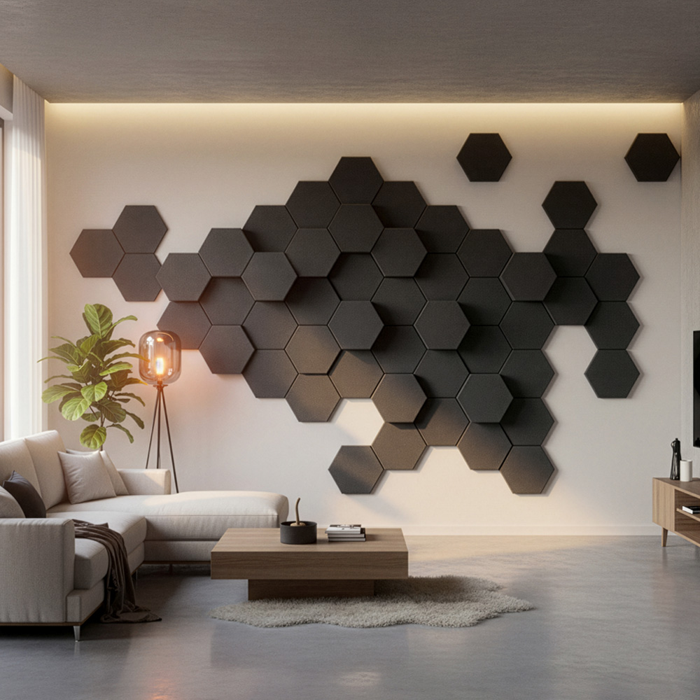 Home Deluxe Paneles acústicos Hexagon autoadhesivos SILENT - set de 5 negro