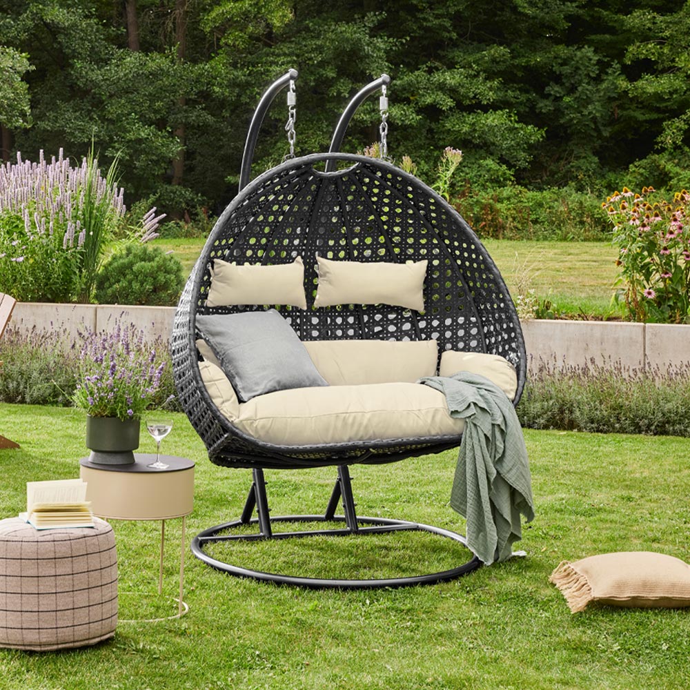 Polyrattan hanging chair TWIN DELUXE