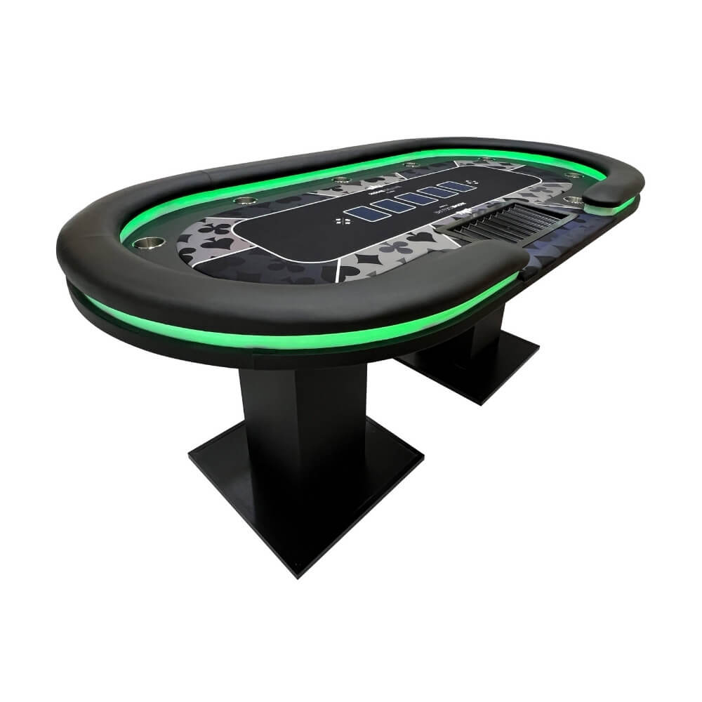 Home Deluxe Mesa de póquer LED con estuche de póquer y 10 sillas STRAIGHT FLUSH - Para 9 personas