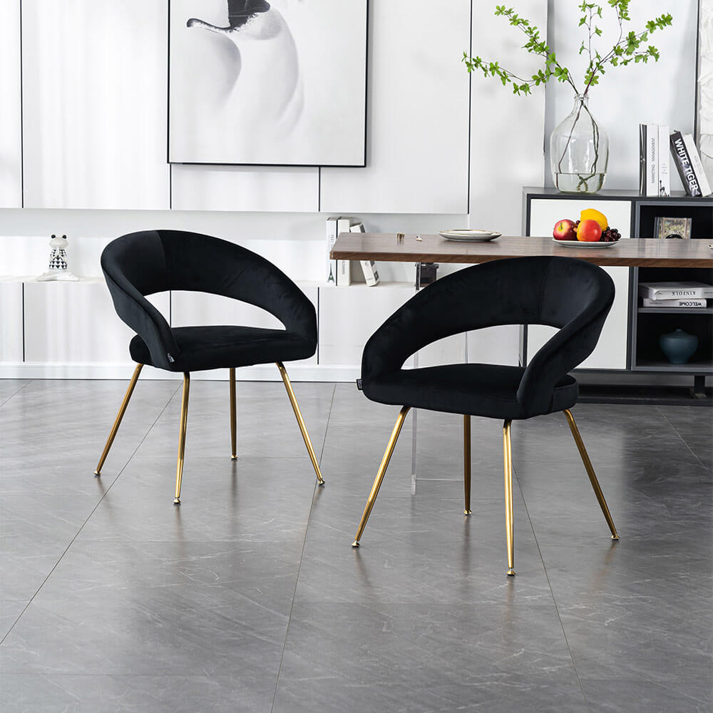 Home Deluxe Muestra de silla de comedor de tela LYRIC / AMARA - terciopelo negro