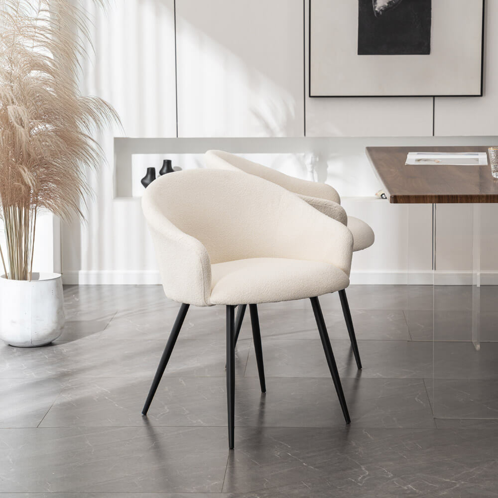 Home Deluxe Muestra de silla de comedor de tela - Bouclé Blanco