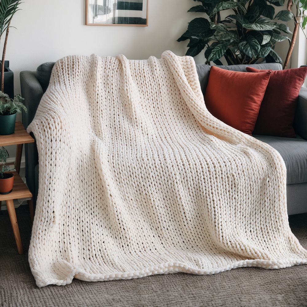 Home Deluxe Manta tejida LIAN Beige - 140 x 200 cm