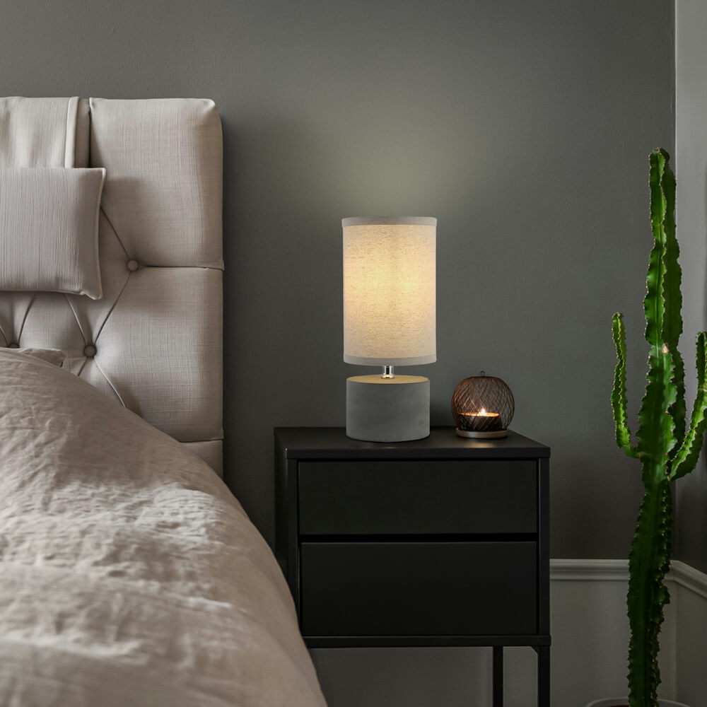 Home Deluxe Pequeña lámpara de sobremesa con aspecto de hormigón - gris