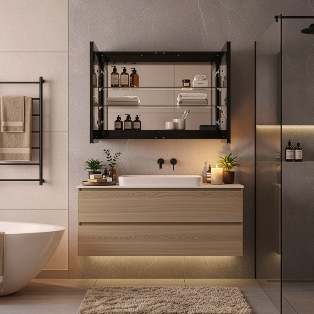 Home Deluxe Armario con espejo LED EVE negro - 80 x 60 cm 2