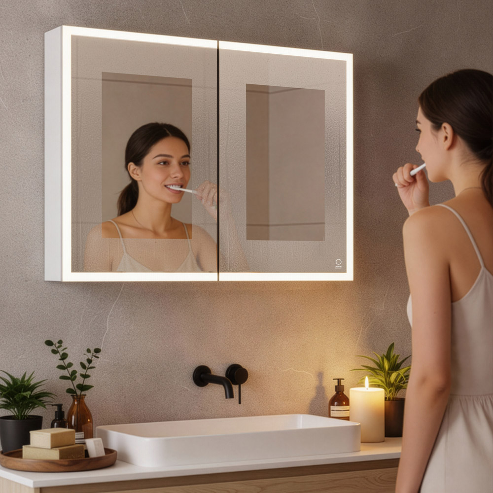 Home Deluxe Armario con espejo LED EVE negro - 80 x 60 cm 3