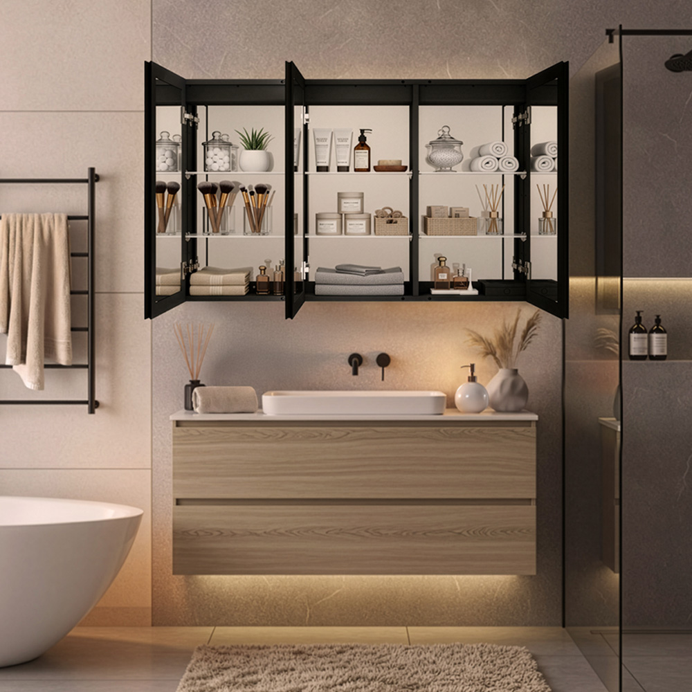 Home Deluxe Armario con espejo LED EVE negro - 100 x 80 cm 2