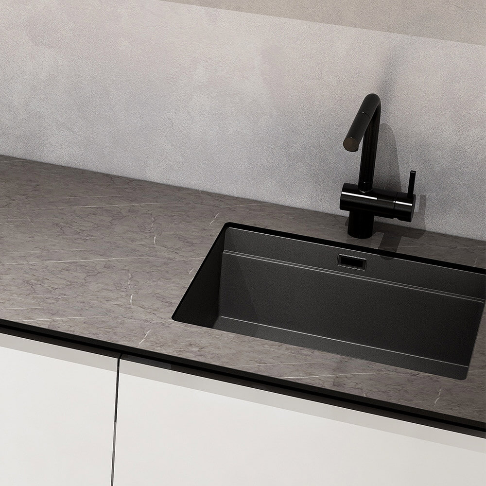 Home Deluxe Cocina PORTOFINO 280 cm - blanco/gris piedra